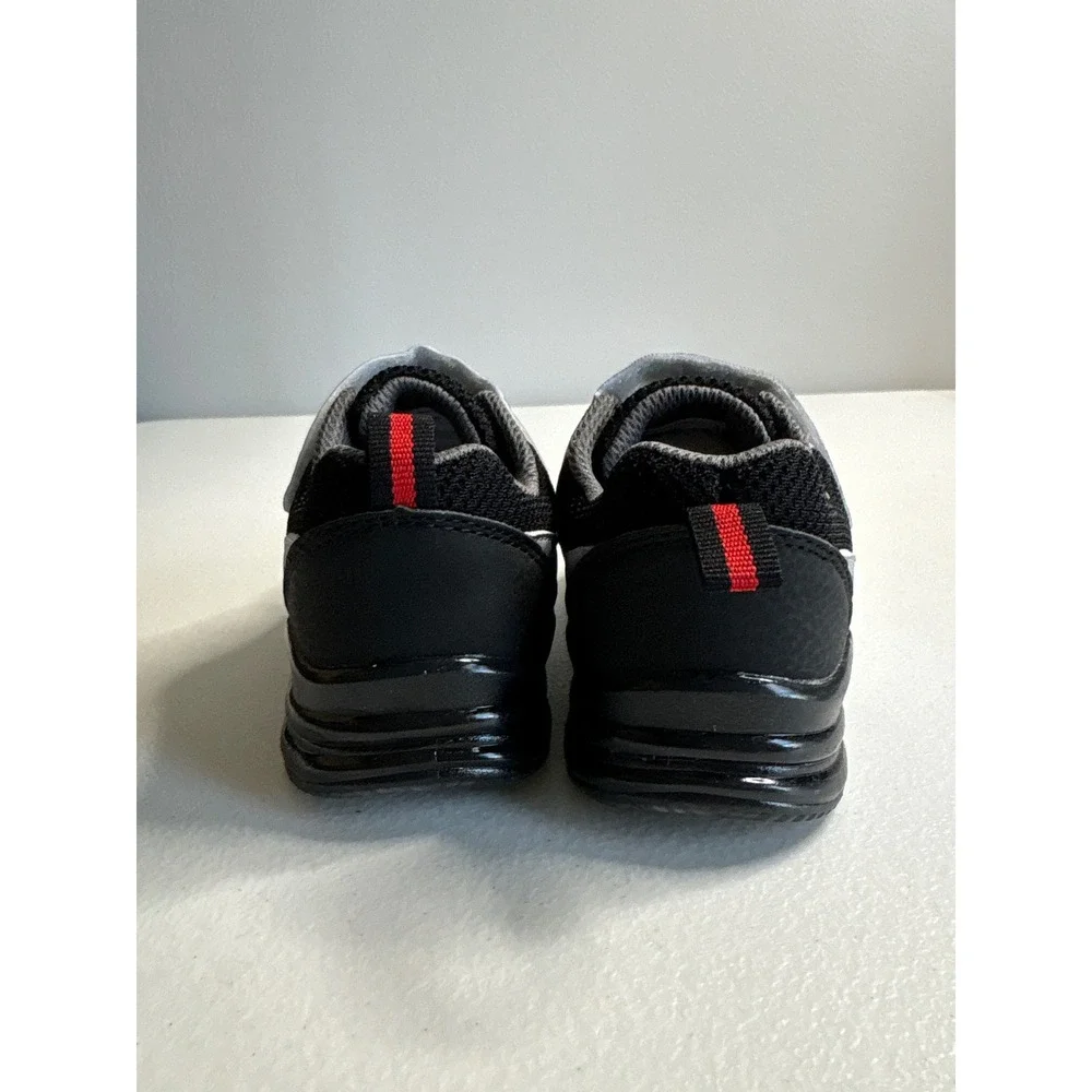 YESKIS Toddler Boys‎ Lightning Sneakers Black Red Silver Size 6 Hook and Loop